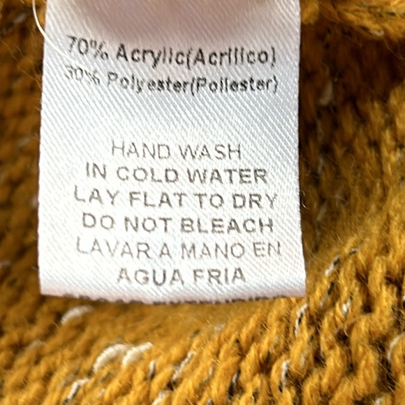 Le Lis back button style sweater. Elbow patch. Mustard/black/white. Size Medium - Picture 9 of 10